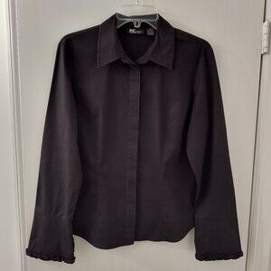 Vintage Y2K INC Stretch Tailored Long-Sleeve Black Shirt - Women's Size 12